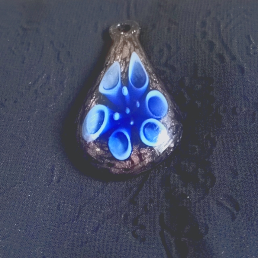 Blue Water Glass Necklace Charm